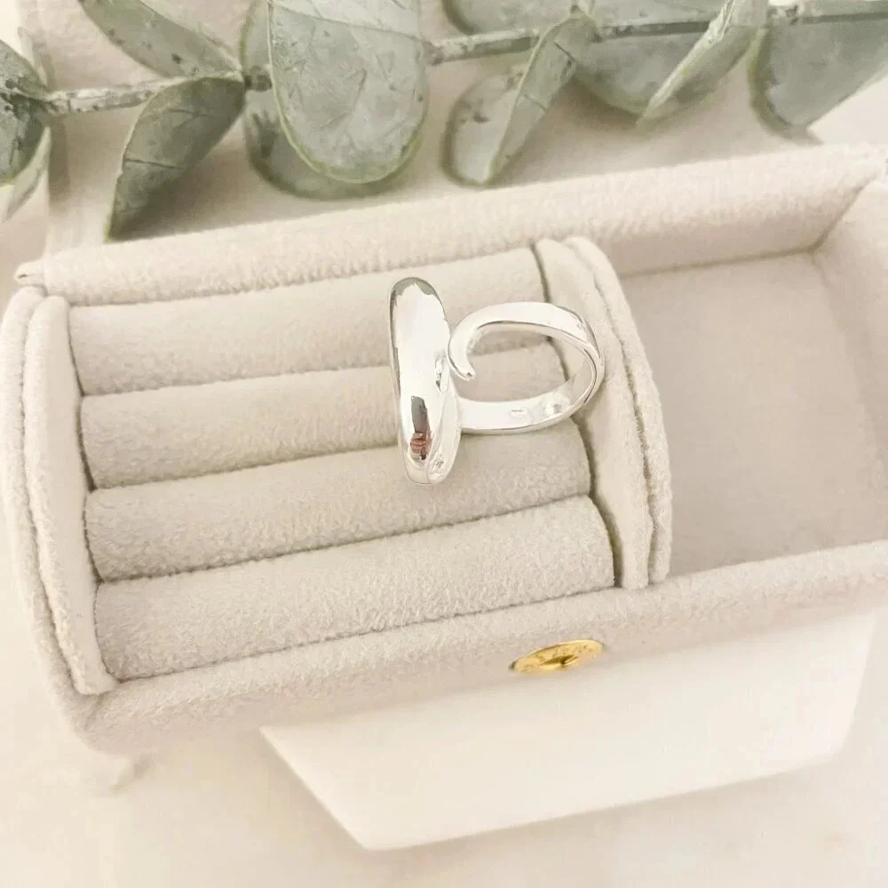 925 Sterling Silver Chunky Oval Ring Minimalist Thick Bold Ring